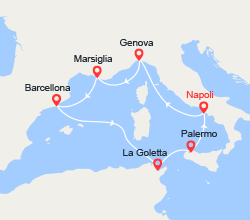 itinéraire croisière Mediterraneo Occidentale : Francia, Spagna, Tunisia 