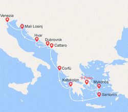 itin&eacute;raire croisi&egrave;re Mediterraneo Orientale : Grecia, Montenegro, Croazia 