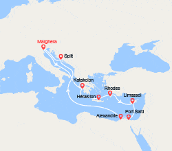 itin&eacute;raire croisi&egrave;re Iles grecques : Iles Grecques, Chypre, Egypte, Croatie 