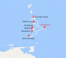 itin&eacute;raire croisi&egrave;re Caraibi : Isole Grenadine 