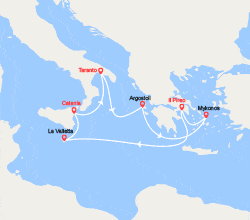 itinéraire croisière Mediterraneo Orientale : Italia, Grecia, Malta 