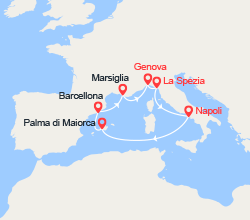 itinéraire croisière Mediterraneo Occidentale : Italia, Isole Baleari, Francia 