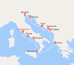 itin&eacute;raire croisi&egrave;re Mediterraneo : Italia, Montenegro e Croazia 