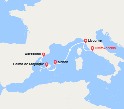 itin&eacute;raire croisi&egrave;re Méditerranée Occidentale : Italie, Espagne 
