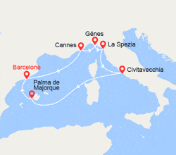 itinéraire croisière Iles Baléares : Italie, Majorque, Espagne, Côte d'Azur 