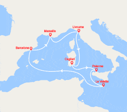 itin&eacute;raire croisi&egrave;re Méditerranée : Italie, Sicile, Malte, Espagne 