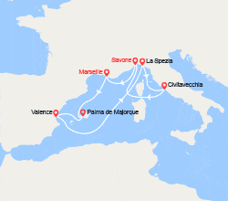 itinéraire croisière Méditerranée Occidentale : Majorque, Espagne, Italie 