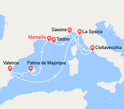 itinéraire croisière Méditerranée Occidentale : Majorque, Espagne, Italie, Provence 
