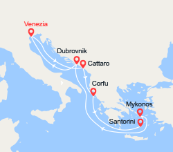 itinéraire croisière Mediterraneo Orientale : Montenegro, Isole Greche, Croazia 