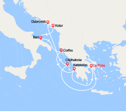 itin&eacute;raire croisi&egrave;re Méditerranée Occidentale : Paradisiaque Grèce Italie Croatie 