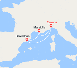 itinéraire croisière Mediterraneo Occidentale : Spagna e Francia 