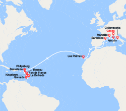 itin&eacute;raire croisi&egrave;re Transatlantique : Transatlantique : de Gênes à la Martinique 