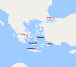 itinéraire croisière Mediterraneo Orientale : Turchia e Grecia : Istanbul, Mykonos, Creta, Santorini 