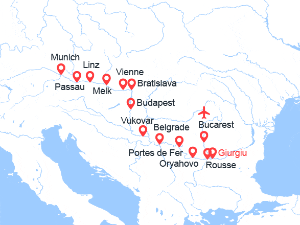 itin&eacute;raire croisi&egrave;re Danube : Au Fil du Danube, les Portes de Fer - Budapest - Vienne  