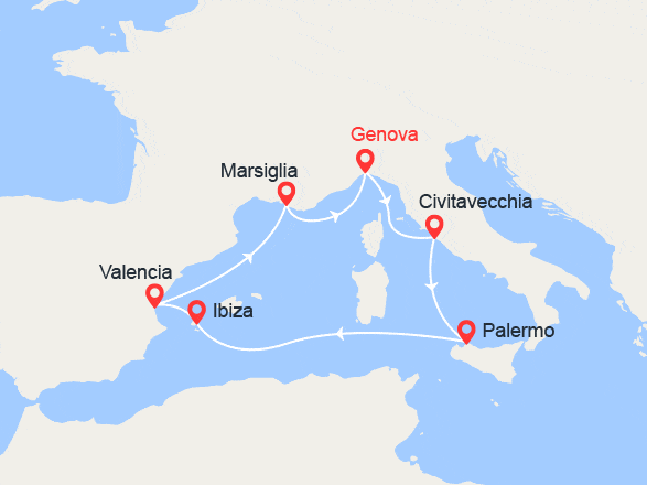itinéraire croisière Mediterraneo Occidentale : Bellezze Mediterranee: Ibiza, Valencia, Marsiglia