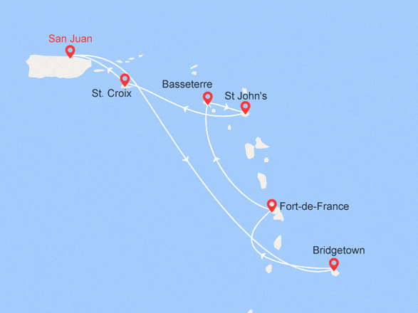 itinéraire croisière Caraibi : Caraibi del Sud