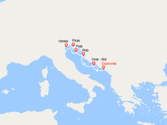 itin&eacute;raire croisi&egrave;re Méditerranée Orientale : Cités et splendeurs de l’Adriatique 