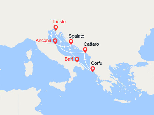 itinéraire croisière Mediterraneo Orientale : Croazia, Grecia, Montenegro