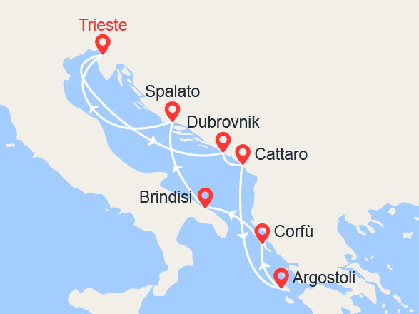 itinéraire croisière Mediterraneo Orientale : Croazia, Montenegro, Grecia