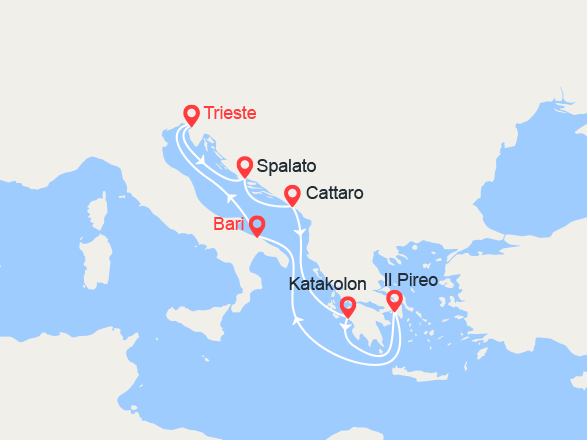 itinéraire croisière Mediterraneo Orientale - Mediterraneo Orientale : Croazia, Montenegro, Grecia 