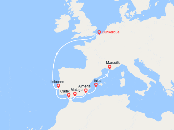 itin&eacute;raire croisi&egrave;re Méditerranée Occidentale : Croisière ORCA Splendeurs Ibériques 