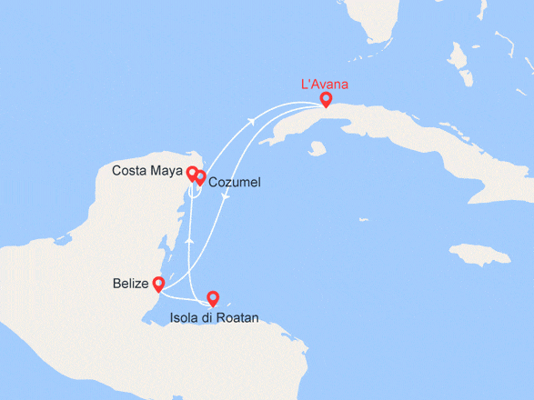 itinéraire croisière Caraibi - Cuba : Cuba, Belize, Honduras, Messico