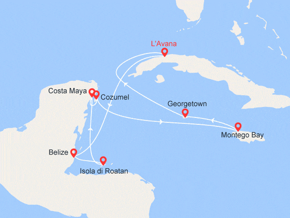 itinéraire croisière Cuba - Cuba : Cuba, Belize, Honduras, Messico, Giamaica, Isole Cayman