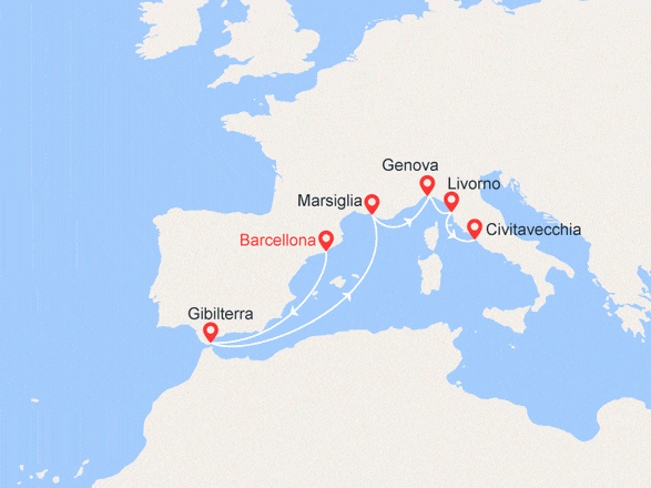 itinéraire croisière Mediterraneo Occidentale : Da Barcellona a Civitavecchia