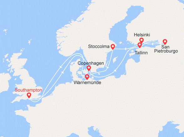 itinéraire croisière Baltico : Danimarca, Estonia, Russia, Finlandia, Svezia