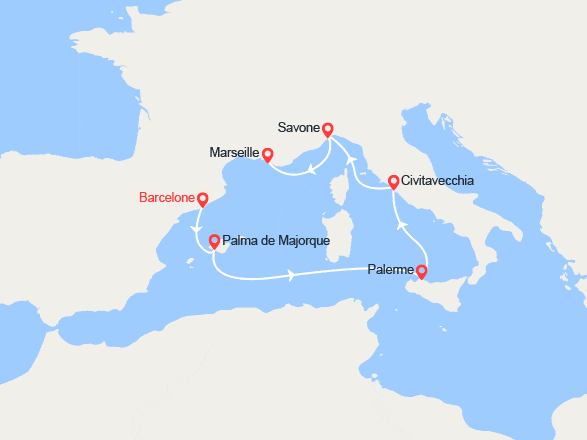 itinéraire croisière Méditerranée Occidentale : De Barcelone à Marseille 