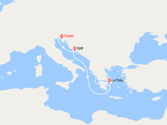 itin&eacute;raire croisi&egrave;re Méditerranée Orientale : De Trieste au Pirée 