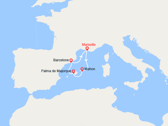 itin&eacute;raire croisi&egrave;re Méditerranée Occidentale : Escapade hispanique 