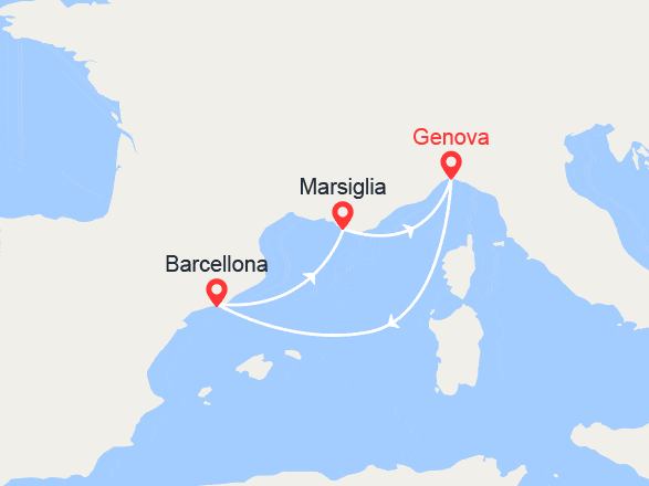 itinéraire croisière Mediterraneo Occidentale : Francia, Spagna