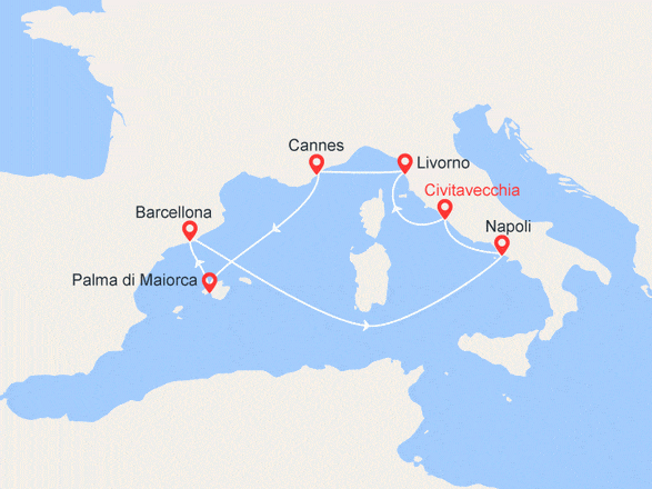 itinéraire croisière Mediterraneo Occidentale : Francia, Spagna, Palma di Majorca