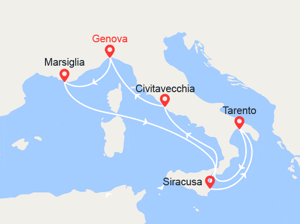 itinéraire croisière Mediterraneo Occidentale : Francia e Italia