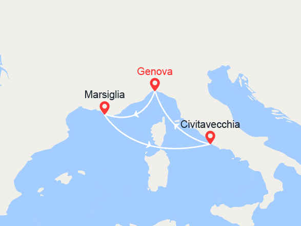 itinéraire croisière Mediterraneo Occidentale : Francia e Italia
