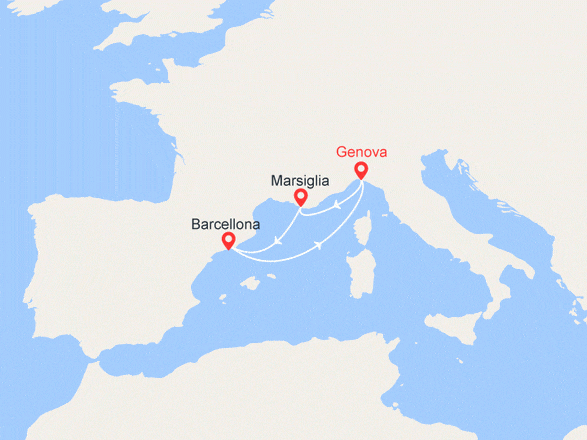 itinéraire croisière Mediterraneo Occidentale : Francia e Spagna - Ponte 1° maggio