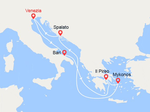 itinéraire croisière Mediterraneo Orientale : Grecia e Croazia