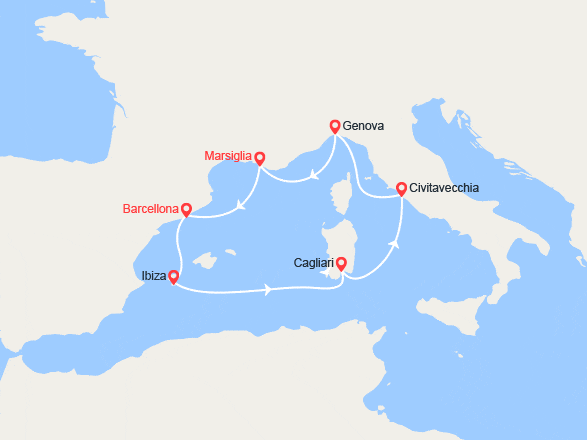 itinéraire croisière Mediterraneo Occidentale : Ibiza, Italia, Provenza