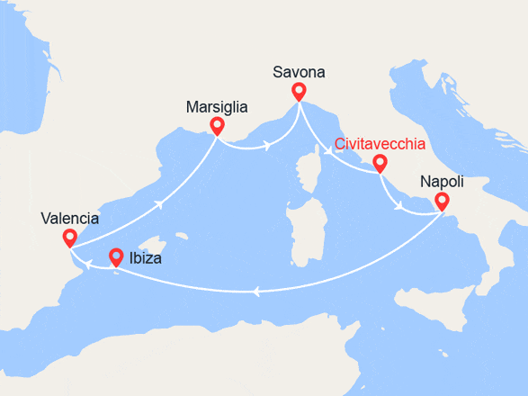 itinéraire croisière Mediterraneo Occidentale : Isole Baleari, Spagna, Francia
