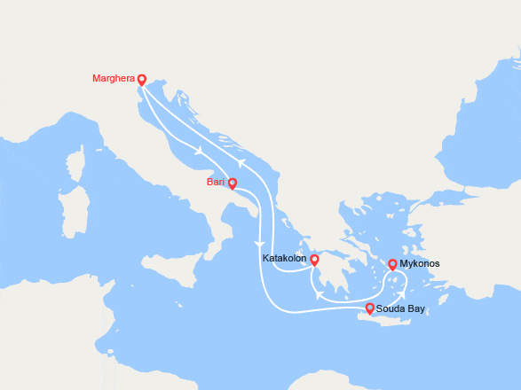 itinéraire croisière Mediterraneo Orientale : Isole Greche
