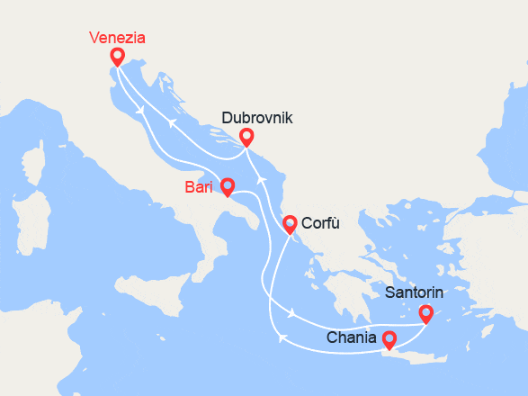itinéraire croisière Mediterraneo Orientale : Isole Greche e Croazia