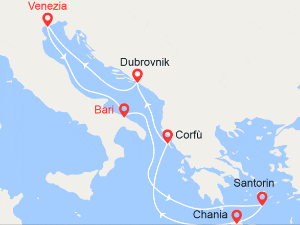 itinéraire croisière Mediterraneo Orientale : Isole Greche e Croazia