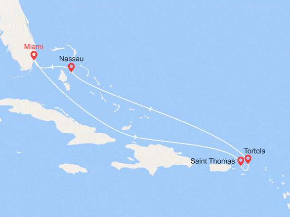 itinéraire croisière Caraibi : Isole Vergini e Bahamas