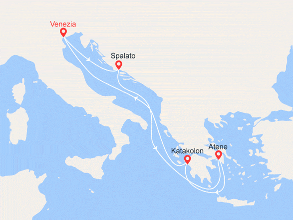 itinéraire croisière Mediterraneo Orientale : Italia, Croazia, Grecia - Prenota con 50€ a persona