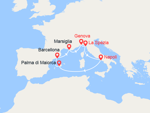 itinéraire croisière Mediterraneo Occidentale : Italia, Isole Baleari, Francia 