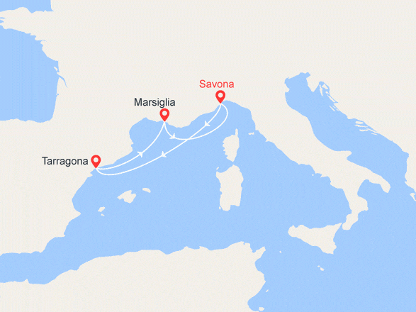 itinéraire croisière Mediterraneo Occidentale : Italia, Spagna, Francia