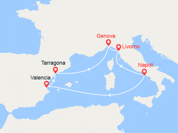 itinéraire croisière Mediterraneo Occidentale : Italia e Spagna