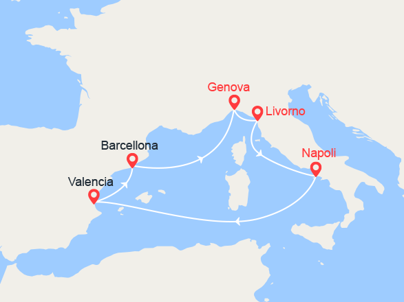itinéraire croisière Mediterraneo Occidentale : Italia e Spagna