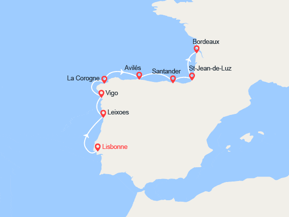 itin&eacute;raire croisi&egrave;re Méditerranée Occidentale : La côte Atlantique avec le Ballet de l' Opéra national de Paris 